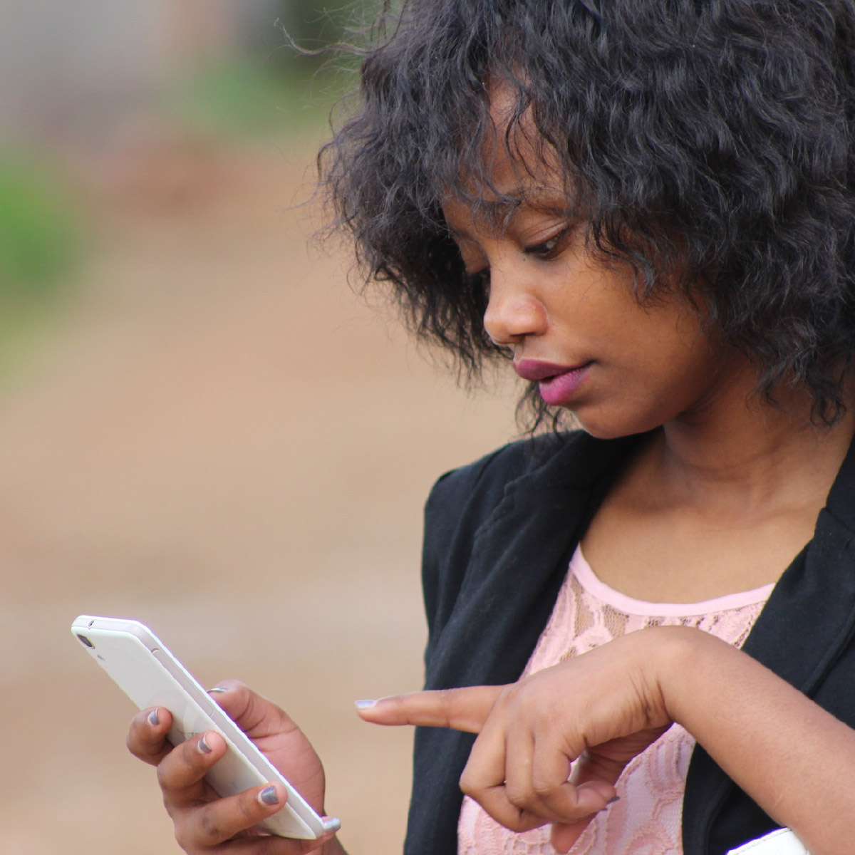 Woman checking phone